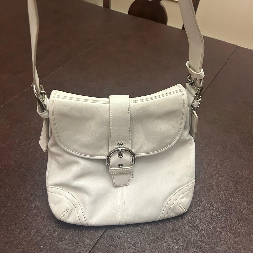 Genuine Coach White Leather Shoulder Bag